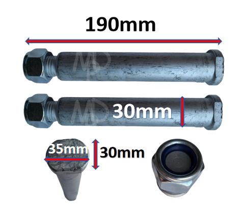 Excavator Bucket Pins 30mm Oval Head (1 set 2 Pins)