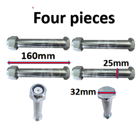 Mini Digger Bucket Pins 25mm Hex (Set of 4)