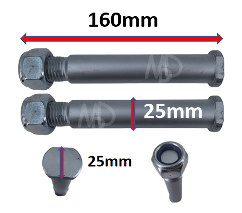 Mini Digger Bucket Pins 25mm Oval(Set of 2)