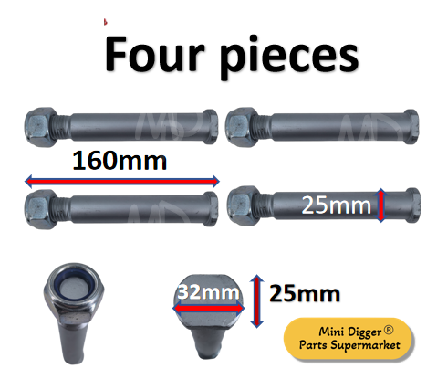 Mini Digger Bucket Pins 25mm Oval (Set of 4)