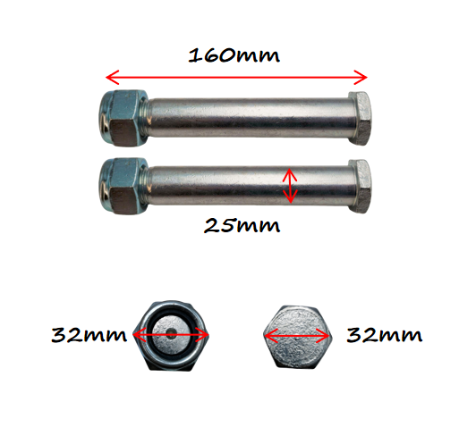 Mini Digger Hex Head Bucket Pins 25mm (Set of 2)